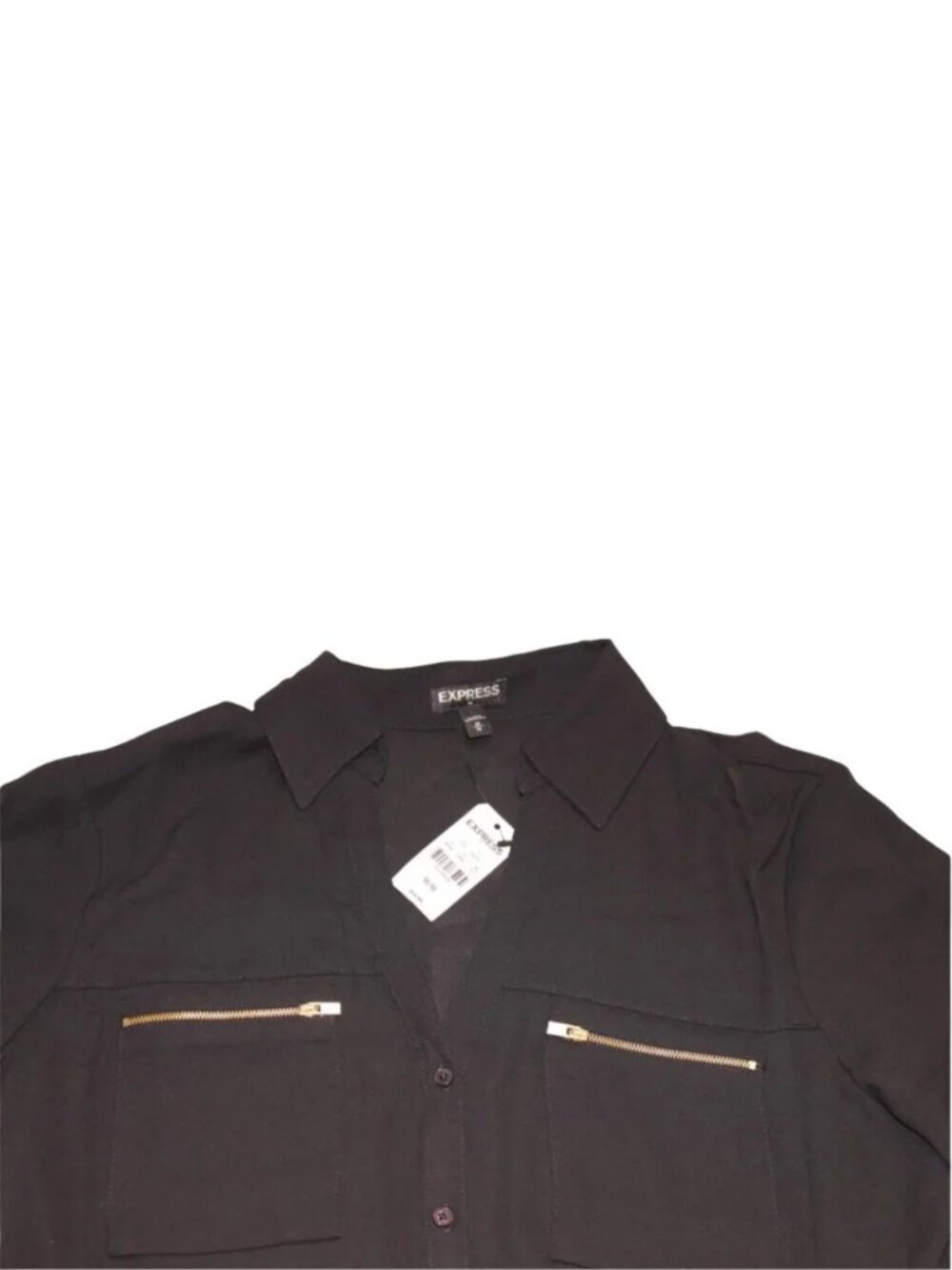 Express Women's Long Sleeve Button-up Black Shirt NWT Size M - Picture 1 of 3